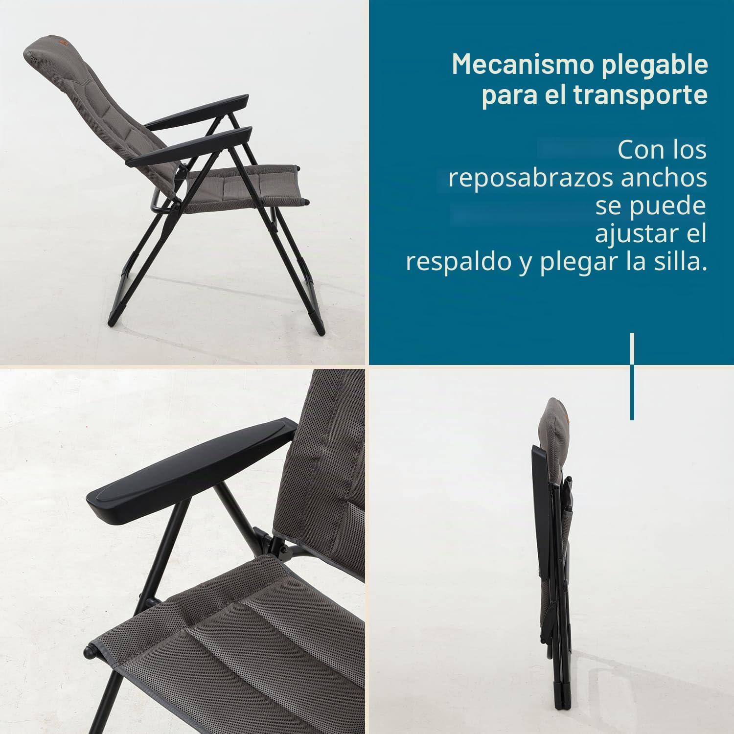 skandika Silla con Respaldo Alto Kvist | Silla de Camping Plegable, Individual/Juego de 2, Silla de Aluminio y Acero, Respaldo Ajustable en 4 Posiciones, Capacidad de Carga de 150 kg (Individual)