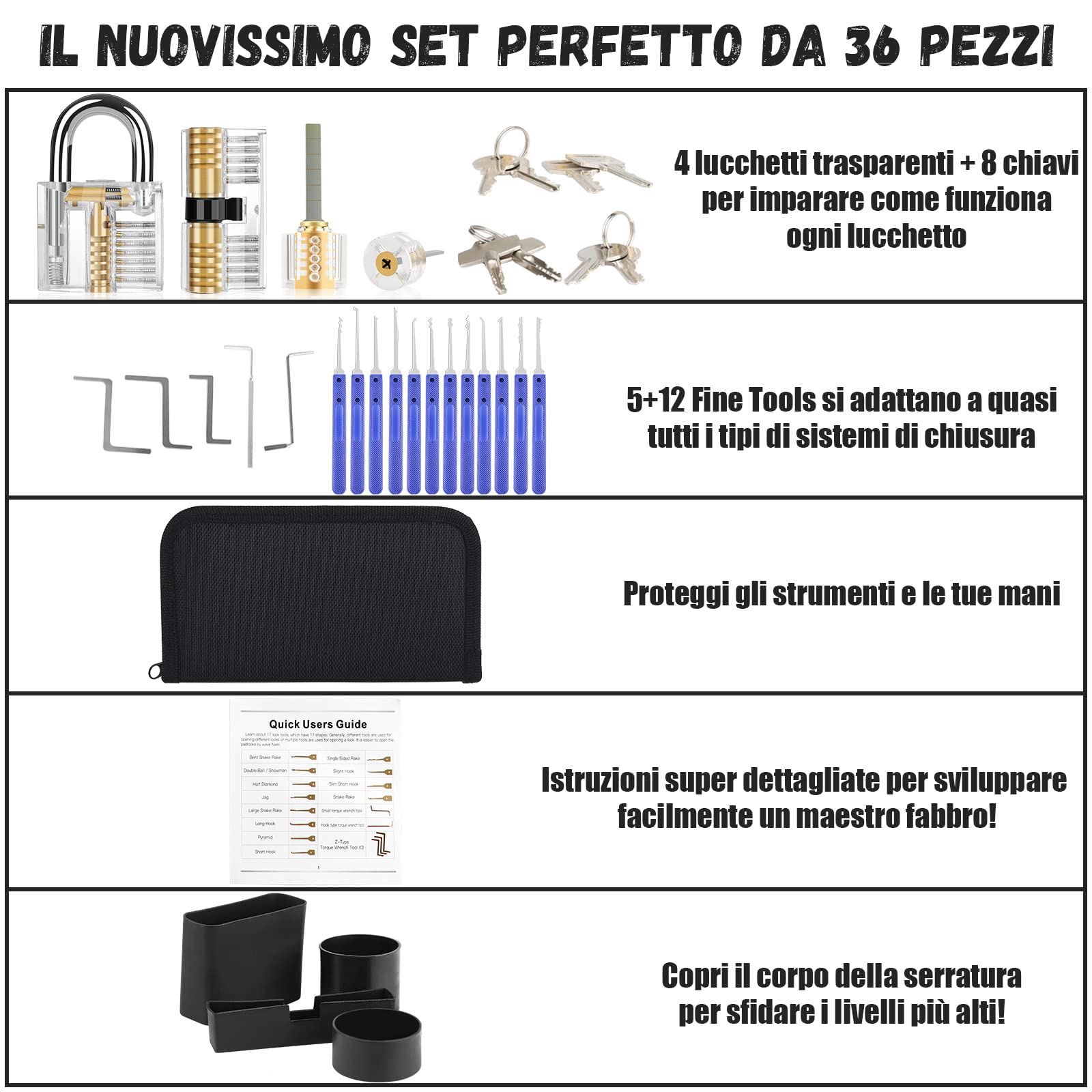 Set 6 Lucchetti Trasparenti Per Pratica - Kit Per Fabbri E Appassionati Di Lock Picking - Foto 9