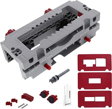 Milescraft 1229 Hinge Jig PLUS Dual Clamping Door Hinge Jig Door Hinge Mortiser. Complete Hinge Installation Kit Rout Mortises from 2.5 to 4.5. Strike and Latch Plates Included for Standard Doors