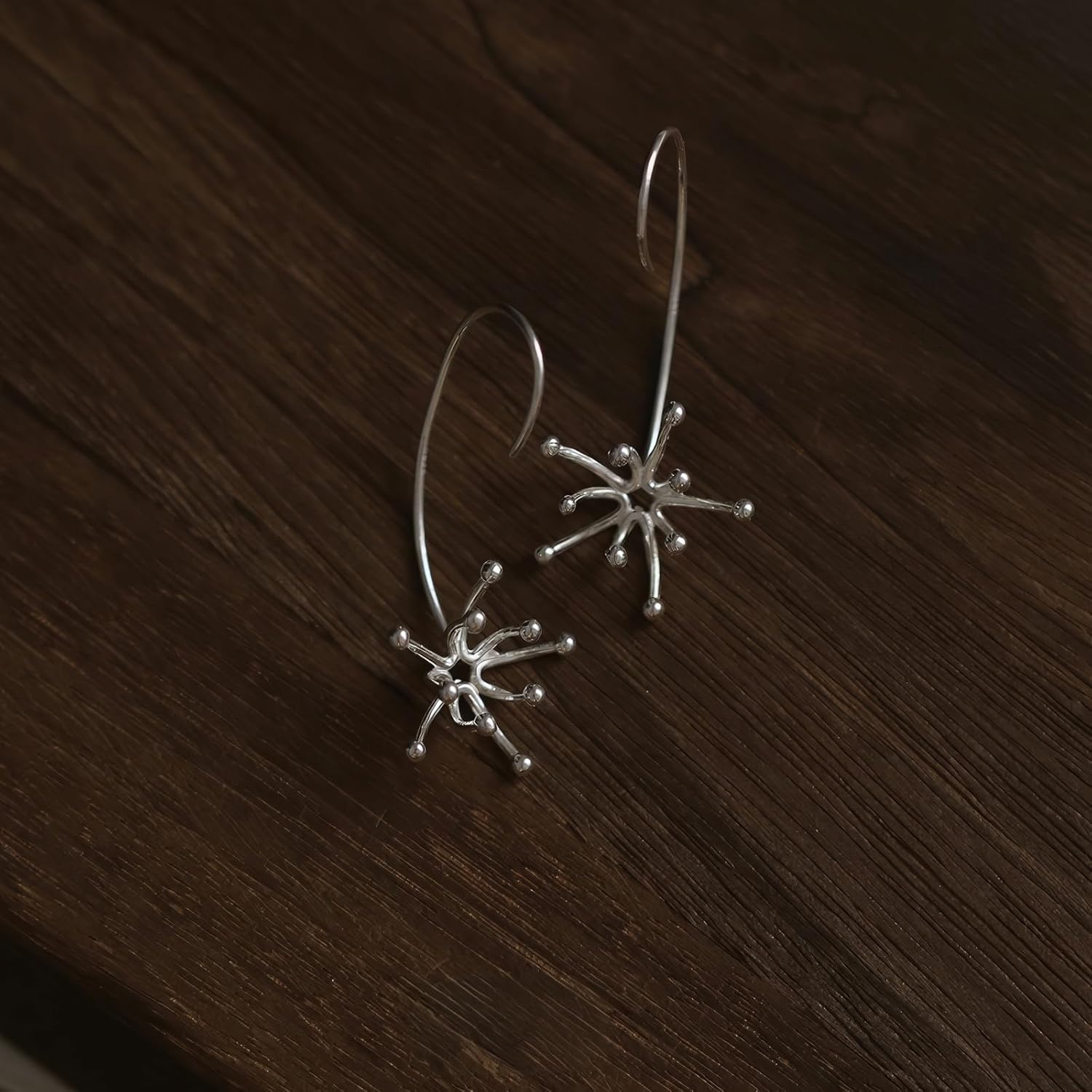 Sterling Silver Drop Earrings for Women Hypoallergenic 925 Silver Minimalism Flower Ladies Hook Dangle Ear Rings for Pierced Ears - Image 4