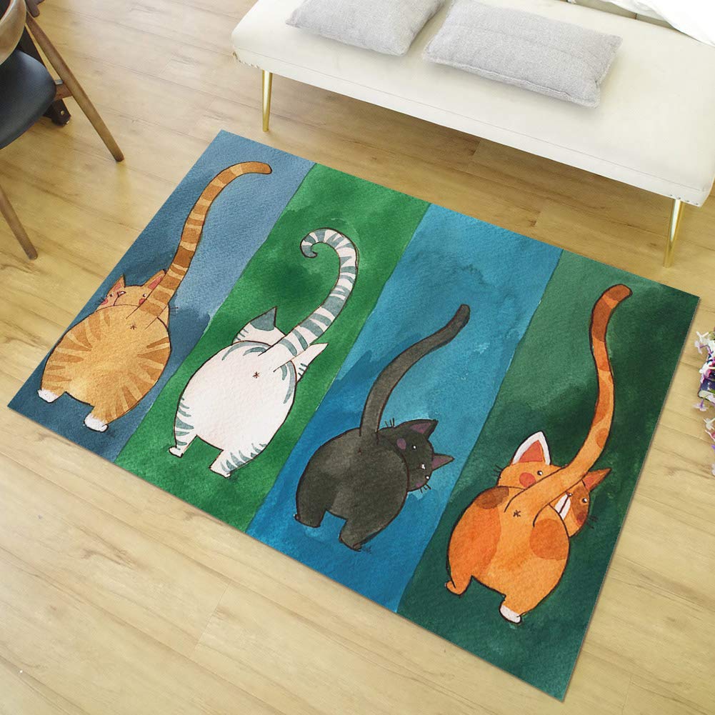 Felpudo Gato - Puerta de poliéster para Entrada Interior, Felpudos para la Entrada a Casa Material Resistente, Antideslizante Alfombra de Puerta(40 * 60cm)
