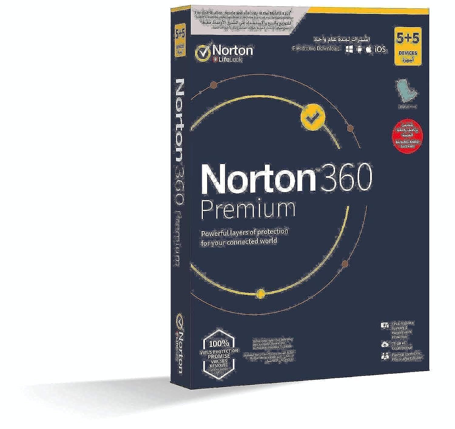 Norton Antivirus Software 12 Months 5+5 Generic DRMKEY FTP 75GB PC Cloud Storage Parental Control for PCs or Smartphones Password Manager USB 3.0