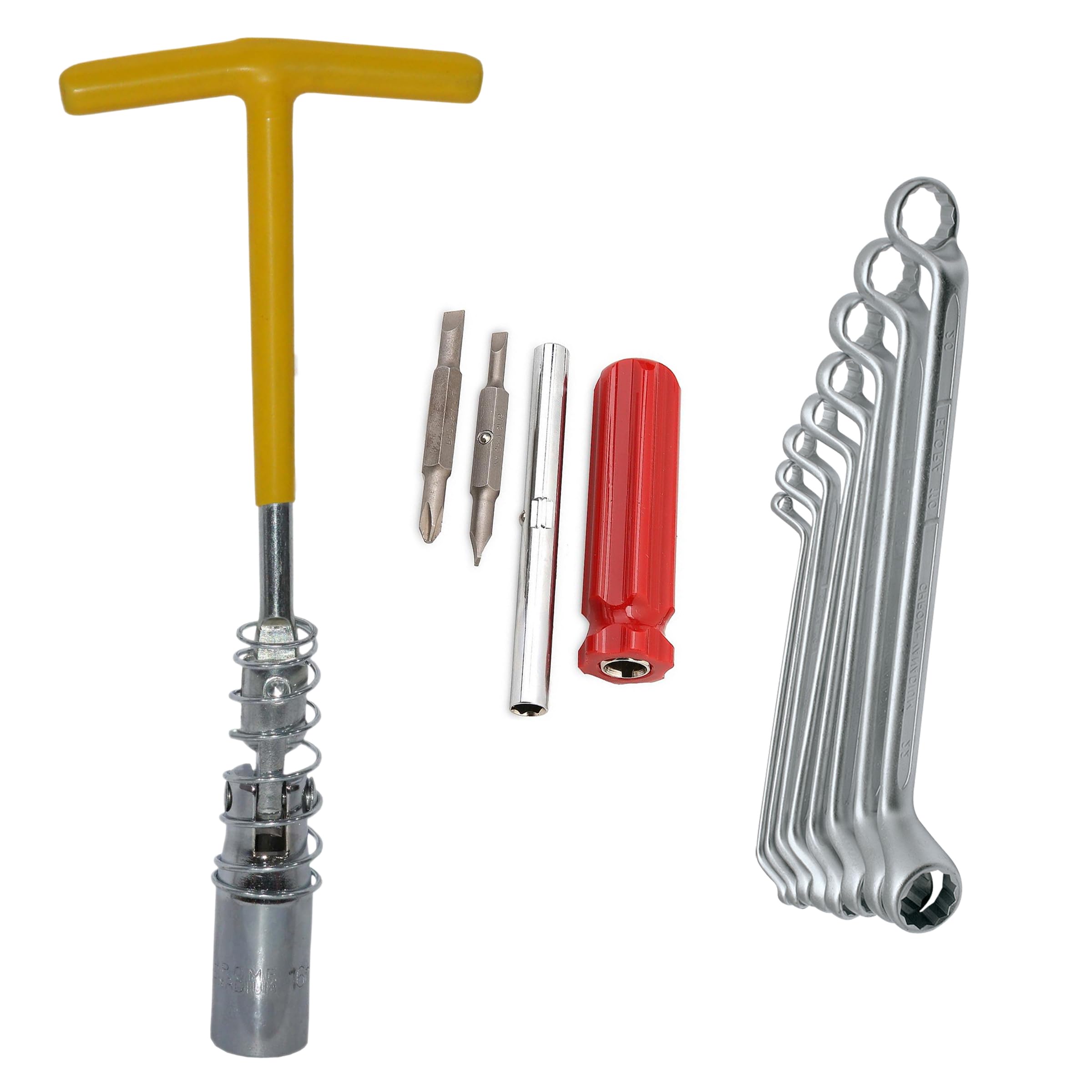 Digital Craft 16MM Spark Plug Wrench with 4-in-1 Screwdriver & 8Pc Ring Spanner Set – Complete Automotive and Mechanical Tool Kit-picture-37