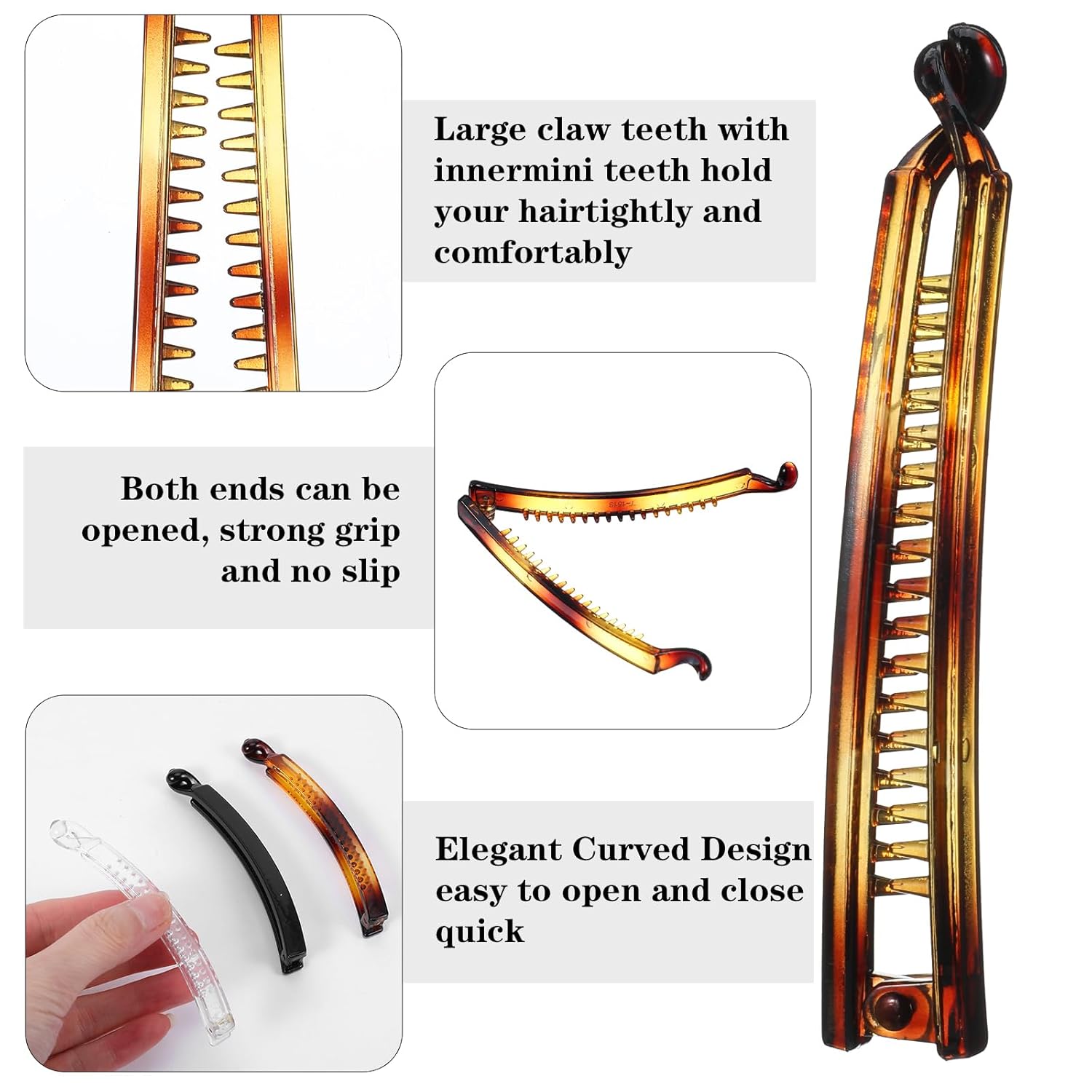 3Pcs Banana Hair Clips Large French Banana Clips for Medium Thin Hair Big Combs Non Slip Classic Bananas Claws, Styling Accessories for Women Ladies - Image 3