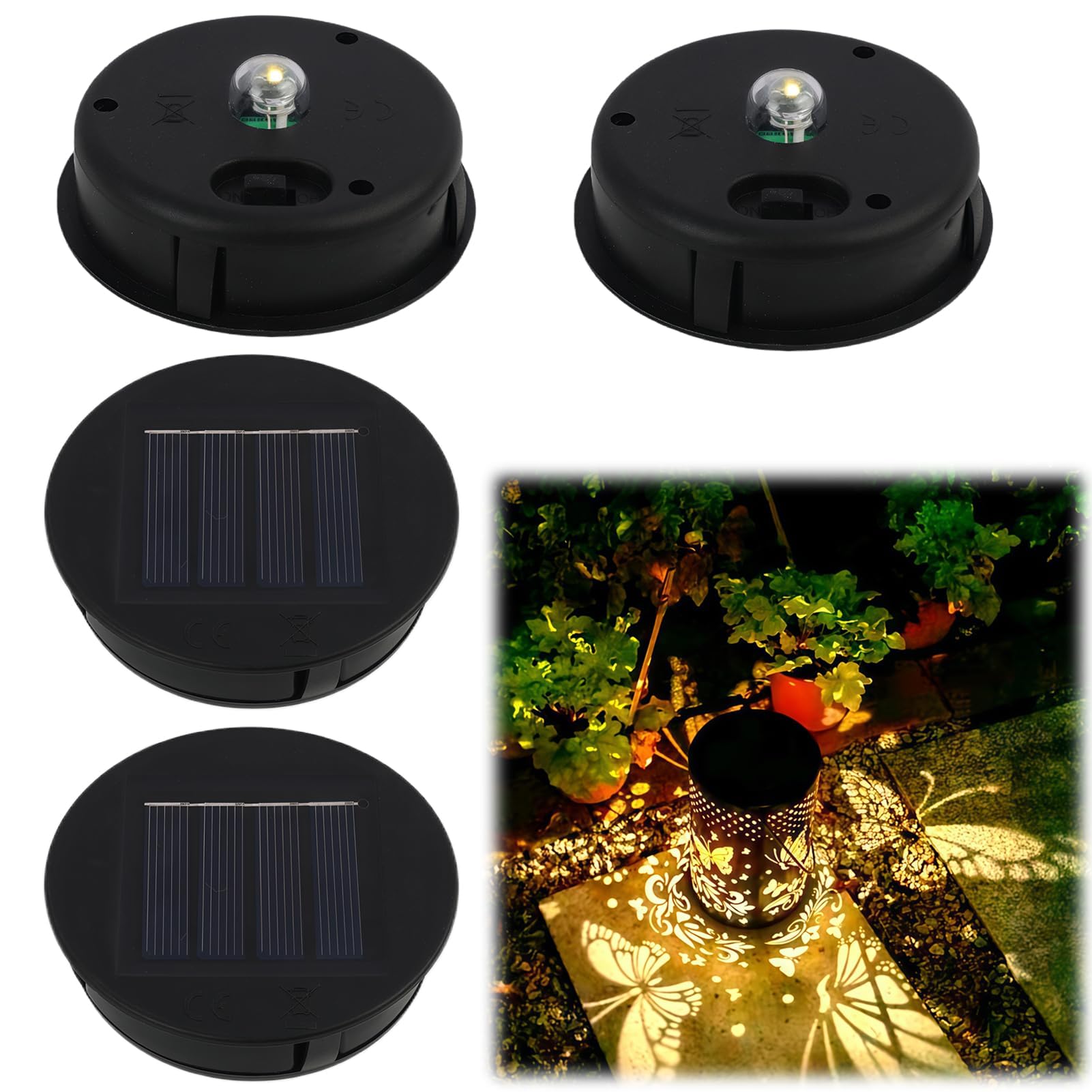 Repuesto De Tapa Solar Para Lámparas De Jardín - 4 Unidades, 8 Cm, IP55, Resistente Al Agua