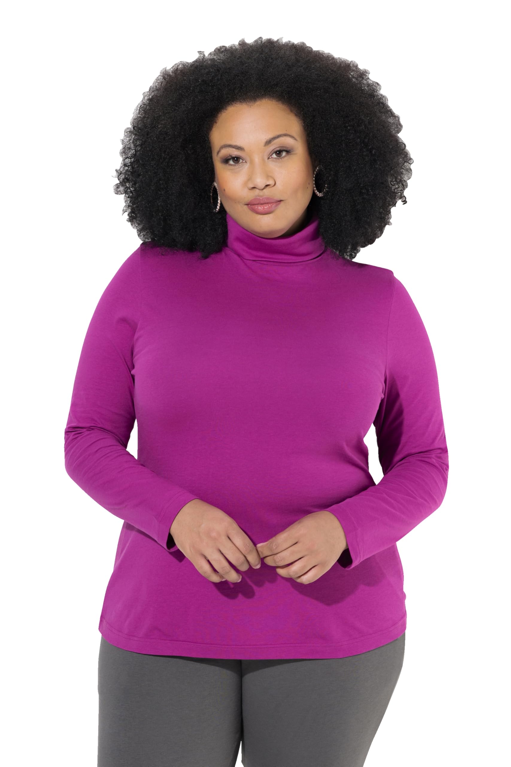 Ulla Popken Damen große Größen Übergrößen Plus Size Shirt, Rollkragen, Slim, Langarm 646813