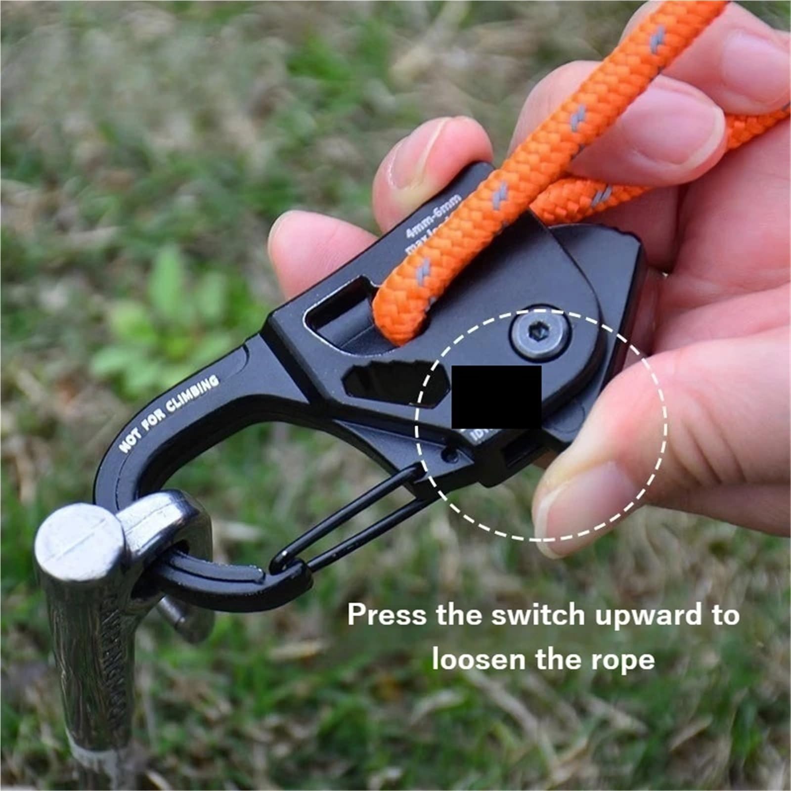 Tendeur de corde tente en alliage d'aluminium, ajusteur charge solide 8M, boucle cordon coupe-vent Portable, accessoire Camping/randonnée/bâche pour le camping(XL 8mm-8M Rope OR)