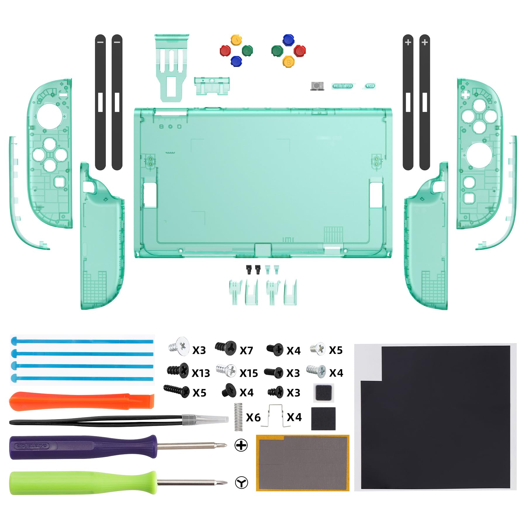 eXtremeRate Accessori per Nintendo Switch 2, Cover Posteriore Console Tasti Kit Joycon 2 Ricambio per Nintendo Switch 2, Senza Joycon e Console - Trasparente Verde Smeraldo