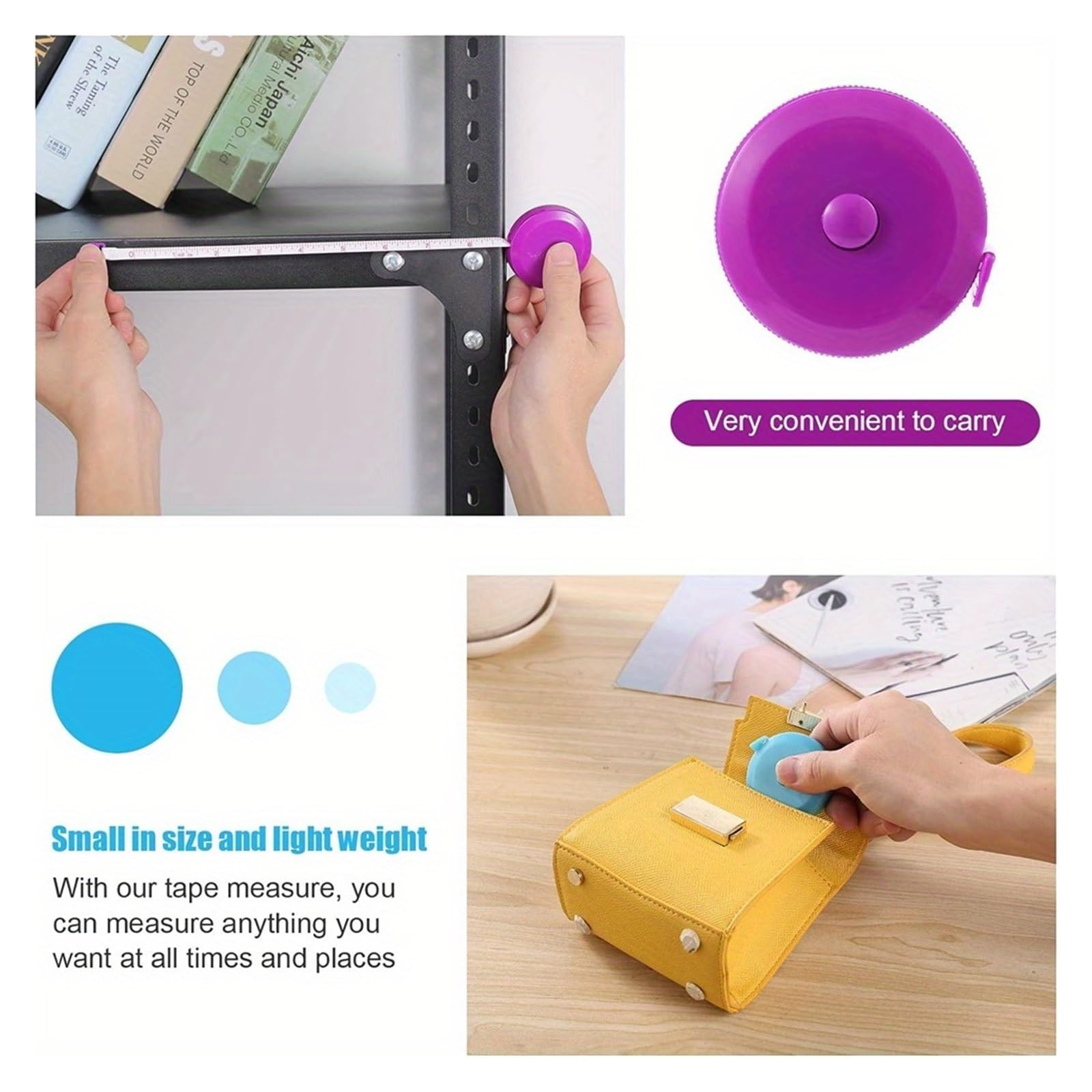 Cinta métrica Cinta métrica retráctil de 1,5 metros y 60 pulgadas, doble cara, for medidas corporales, 10 unidades por paquete