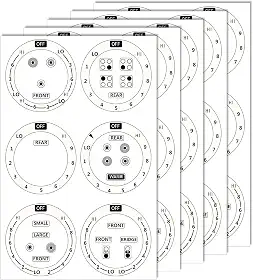 Conjunto de 5 Adesivos para Botões de Fogão, Símbolos Adesivos para Controle Queimador Superior, Forno Fogão a Gás Botão Identificação Queimador