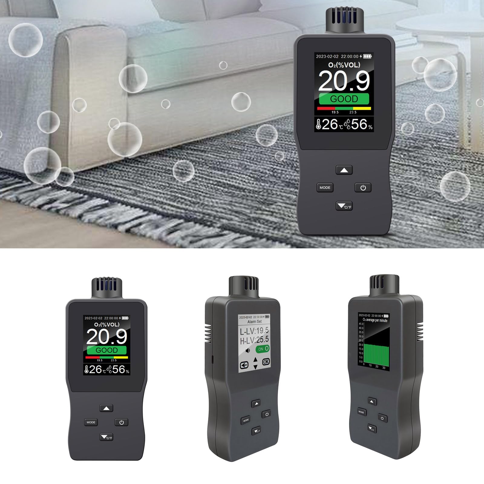 Oxygens Concentration Detectors Temperature And Humidity Detection For Indoor Air
