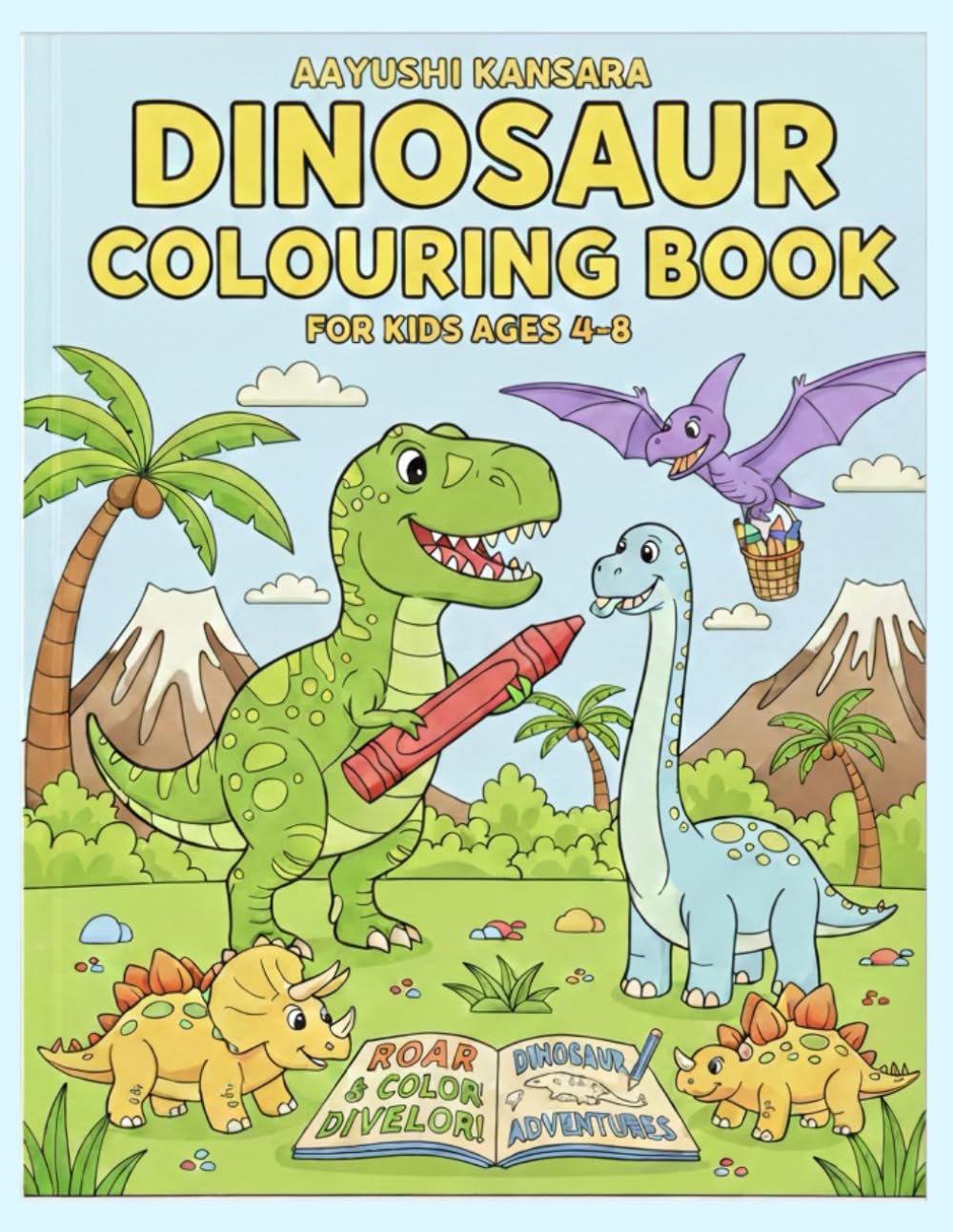DINOSAUR COLOURING BOOK FOR KIDS: 4-8 YEARS AGE