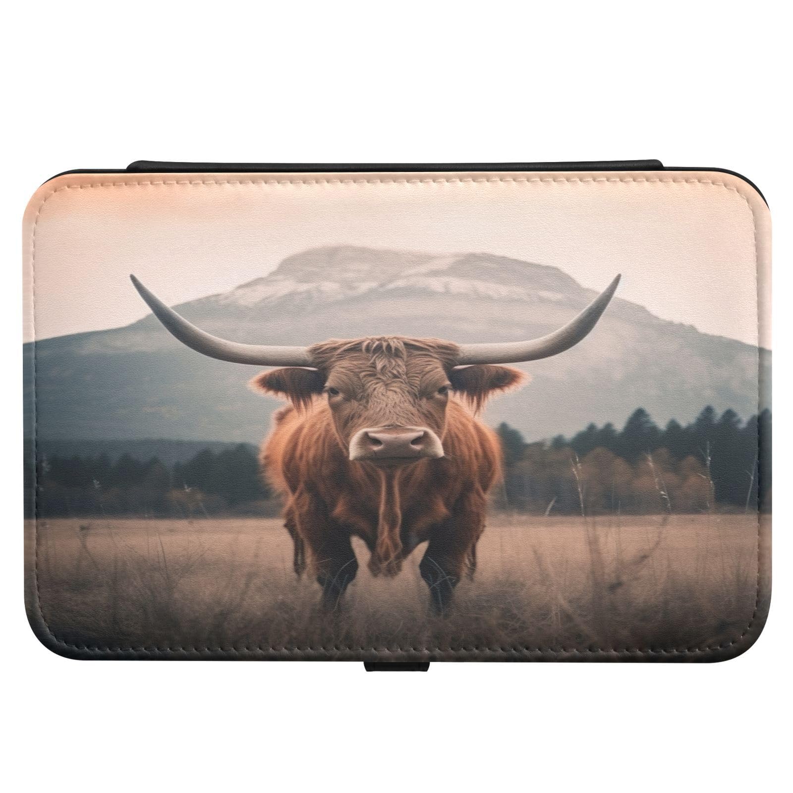 Haskirky Highland Cows Jewelry Box Portable PU Leather Travel Jewelry Organize for Women Jewelry Storage Display Holder for Ring, Necklace, Earring