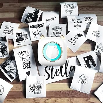 Mini Pocket Printer Portable Thermal Printer Machine Wireless BT Connection 203DPI for Picture Label DIY Handcraft List Meno Notes Journal Receipt Paper Instant Sticker with 1 Roll Thermal Paper