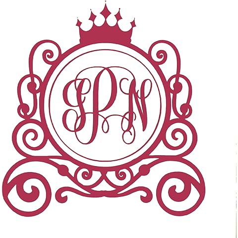 Custom Princess Crown & Carriage Initial Monogram Vinyl Decal - Fantasy Bumper Sticker, for Tumblers, Laptops, Car Windows