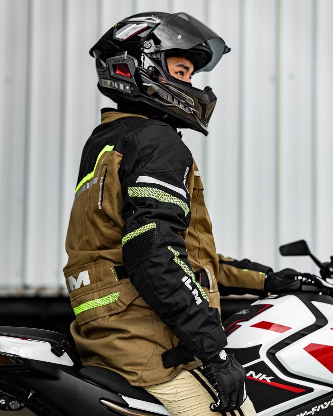 ILM Men's Street Motorcycle Jacket with CE Armor and Detachable Thermal Liner All Season Waterproof Adventure Touring Jackets Model JRL3 Yellowish Brown, L - Image 2