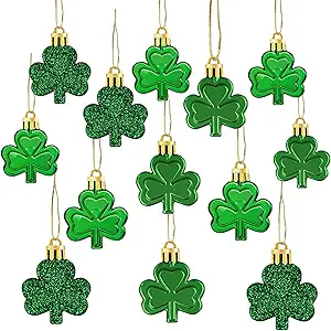 24Pcs St Patrick's Day Shamrocks Ornaments - Shamrocks Decorations |St Patrick's Day Hanging Clover | Romantic Day St Patrick's Day Decorations