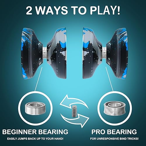 Miniatura 7 de FETESNICE Yoyo profesional FS23 - Yoyo de truco de metal, Yoyo de doble propósito receptivono responde para todos los niveles de habilidad, diseño