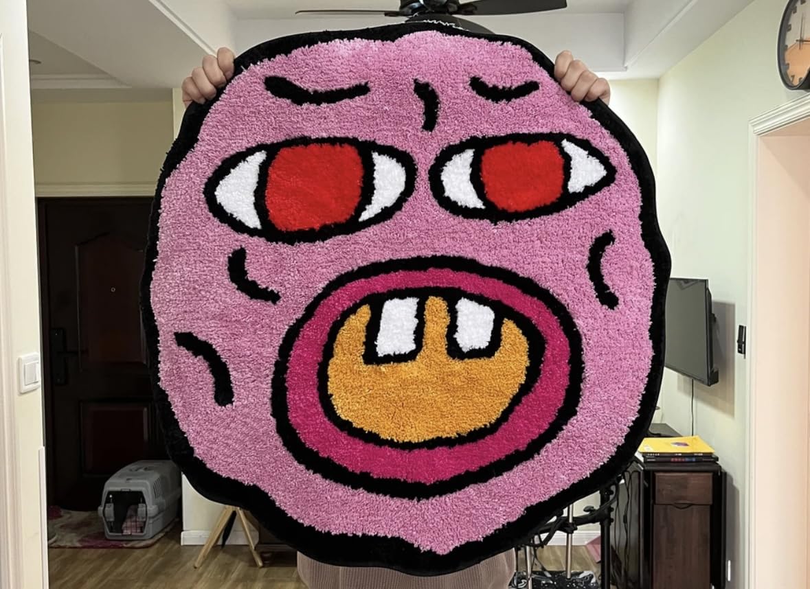 Tufted Carpet Cherry Bomb Rug Pink Room Decor Kawaii Rug Small
