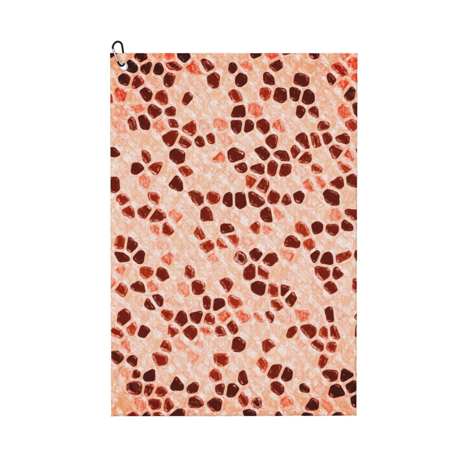 Hnnkloy Brown Beige Pink Coral Orange, 16x24 in Portable Waffle Golf Towels with Carabiner Clip for Golf Bag