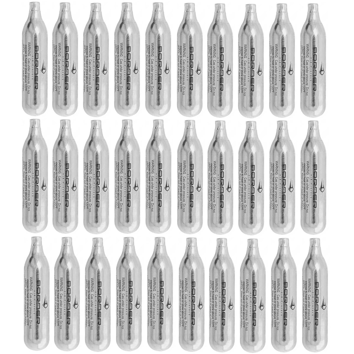 BORNER Bombonas de CO2 Alto Rendimiento 12 gr para Airsoft Pistolas Balines Perdigones 30 uds
