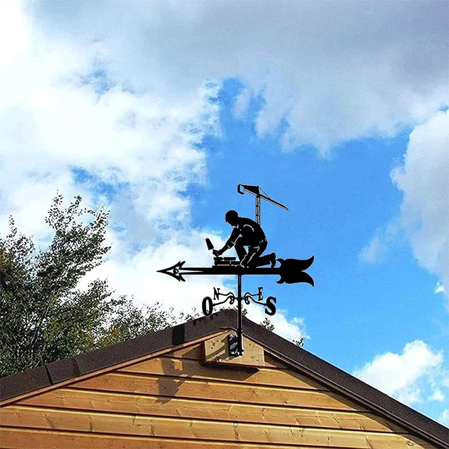 建築スタイルの錬鉄製の屋根風向計、庭の装飾風向計、風向インジケーターキット、屋外の庭の芝生金属ブラケット風向計