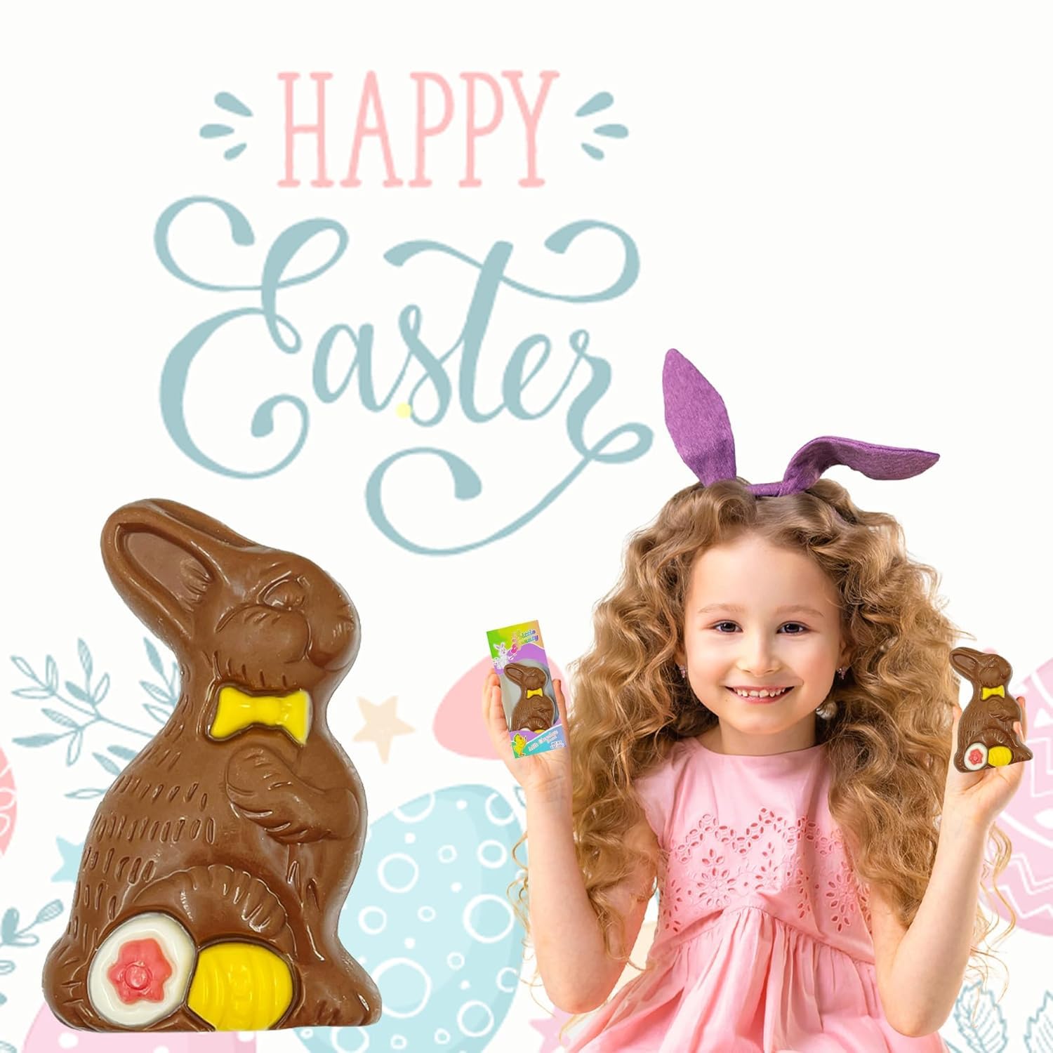 Fruidles Milk Chocolate Easter Bunny 12-Pack Holiday Treats, Decorated Solid Smooth Milk Chocolate, Party Bag Fillers, Individually Boxed, Kosher Certified Dairy, 1oz Chocolate Bar