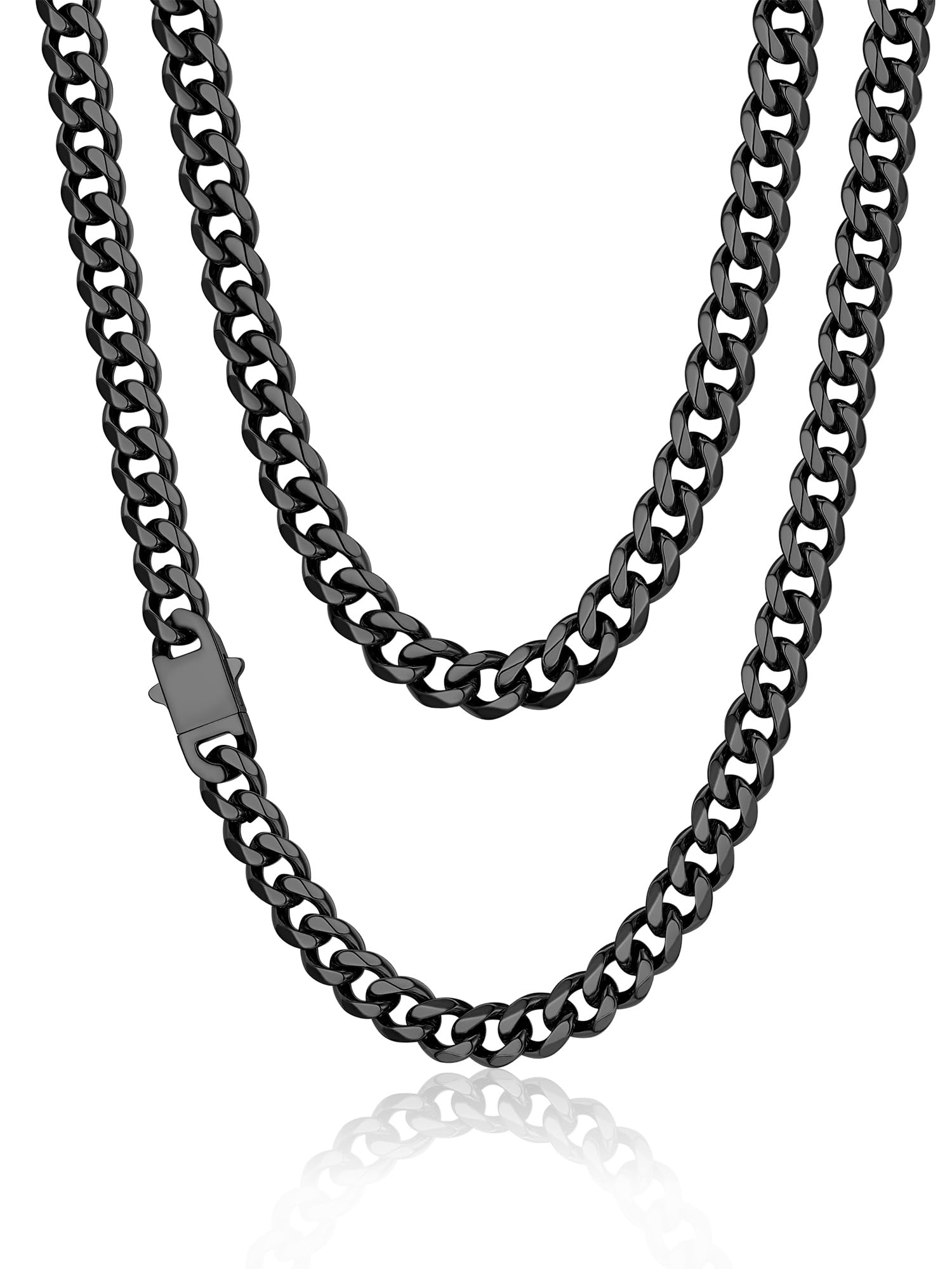 PROSTEEL Collier Homme Chaine Acier Inoxydable/Plaqué Or, Collier Chaine Cubaine Homme Noir, 6/9/12 mm de Large, Longueur de 46/51/55/61/66/71/76 cm, Bijou Hip Hop