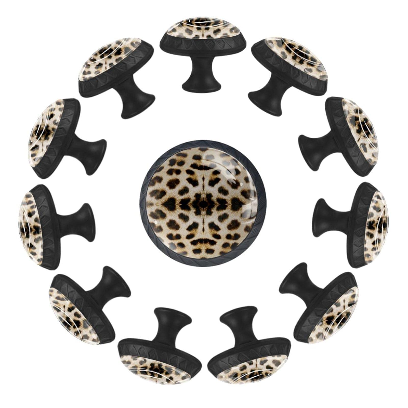 Boutons de tiroir ronds motif léopard finitions soignées