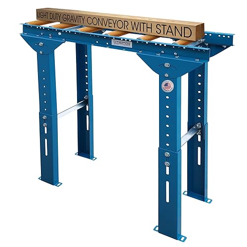 Miniatura 19 de Ultimation Soporte de rodillo ligero con altura ajustable y rodillos transportadores de acero, acero galvanizado de 12 pulgadas x 3 pies, ideal