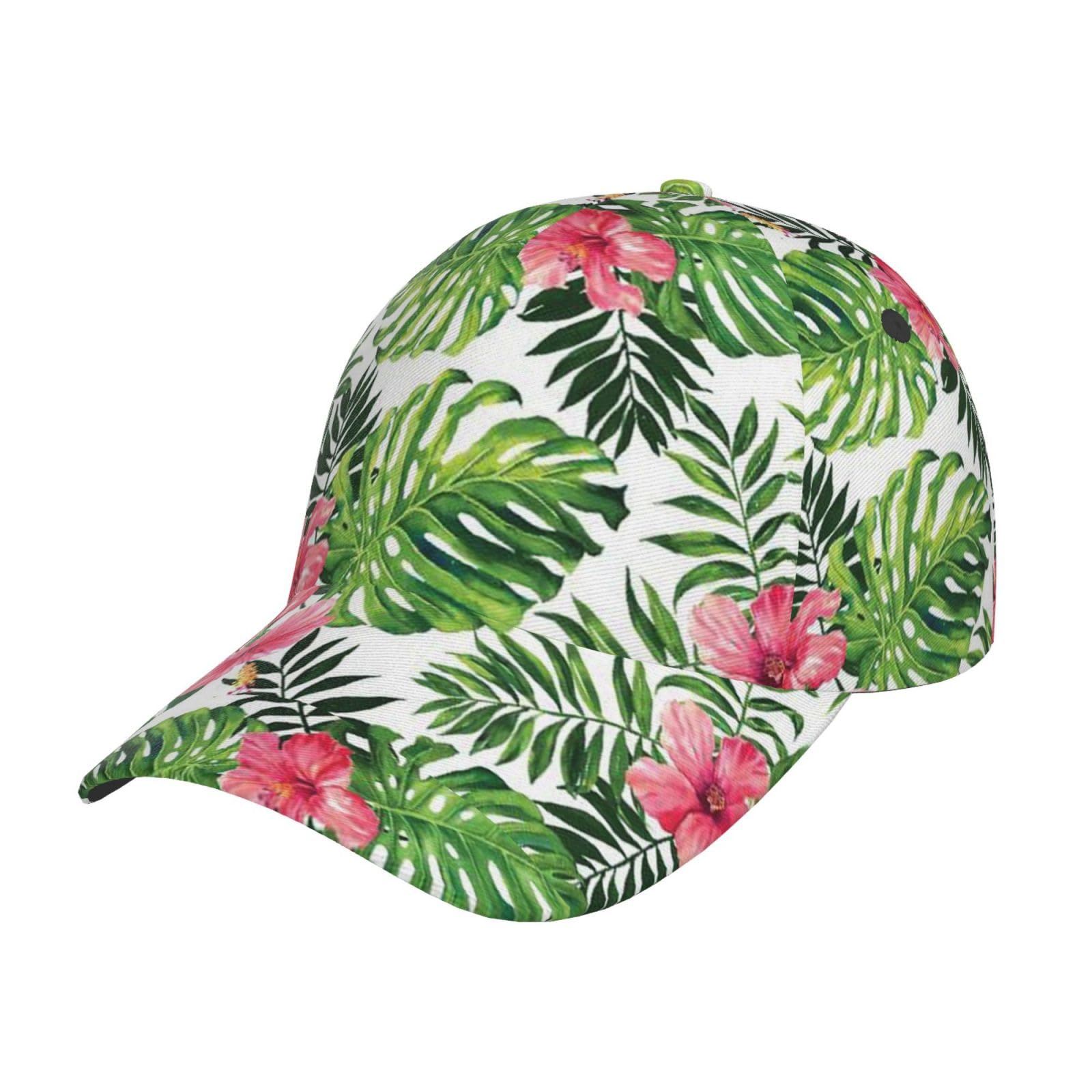 NEZIH Unisex Snapback Washed Tropical Leaves Print Baseball Cap for Men Women - Adjustable Dad Bill Hat