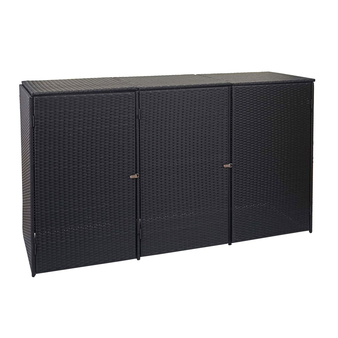 Enveloppement pour 3 poubelles HWC-E25, polyrotin 2x120l - Noir