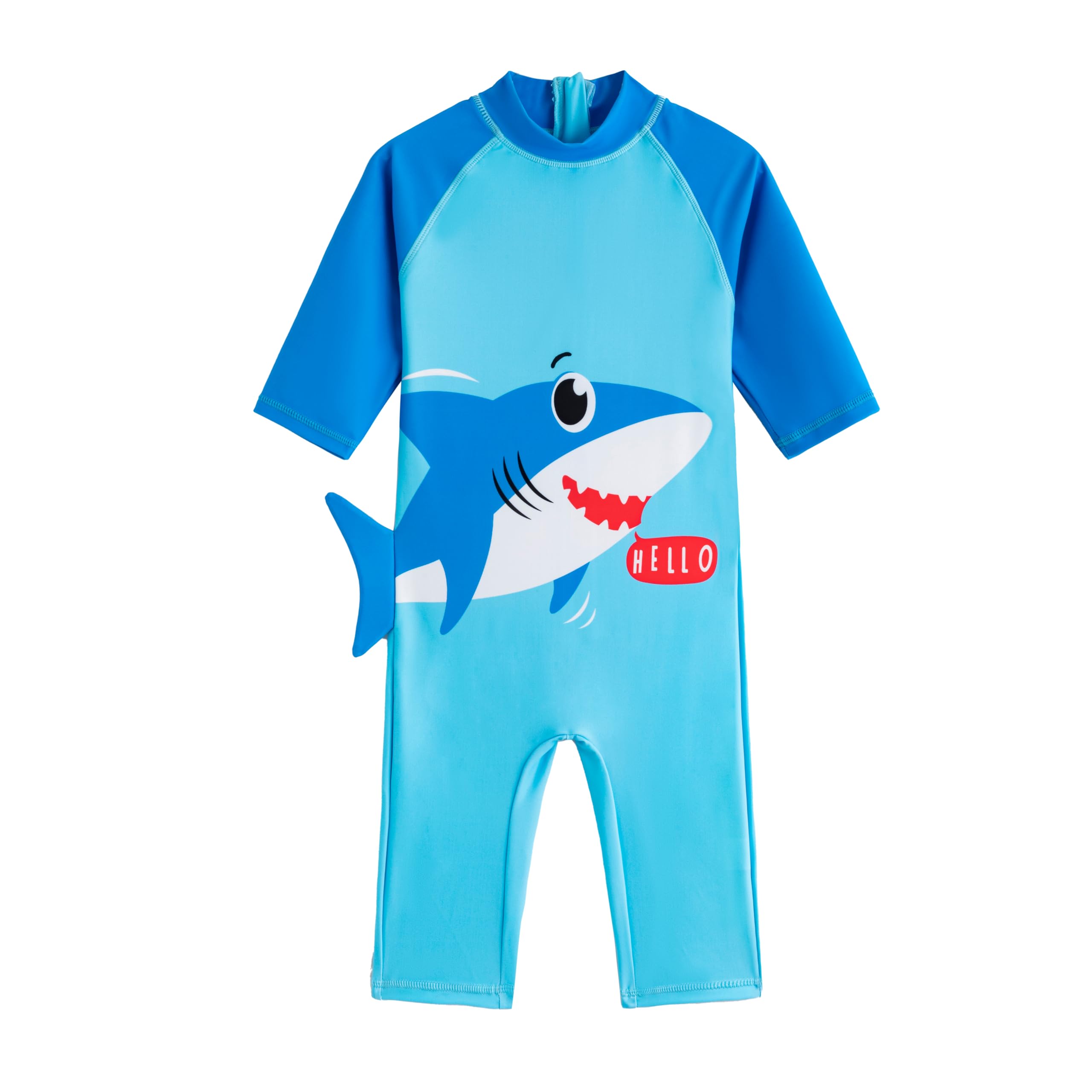 LIZENS Boys Swimsuit Rash Guard Suit Bluey Shark One Piece Long Sleeve Surfing Suit for Kids