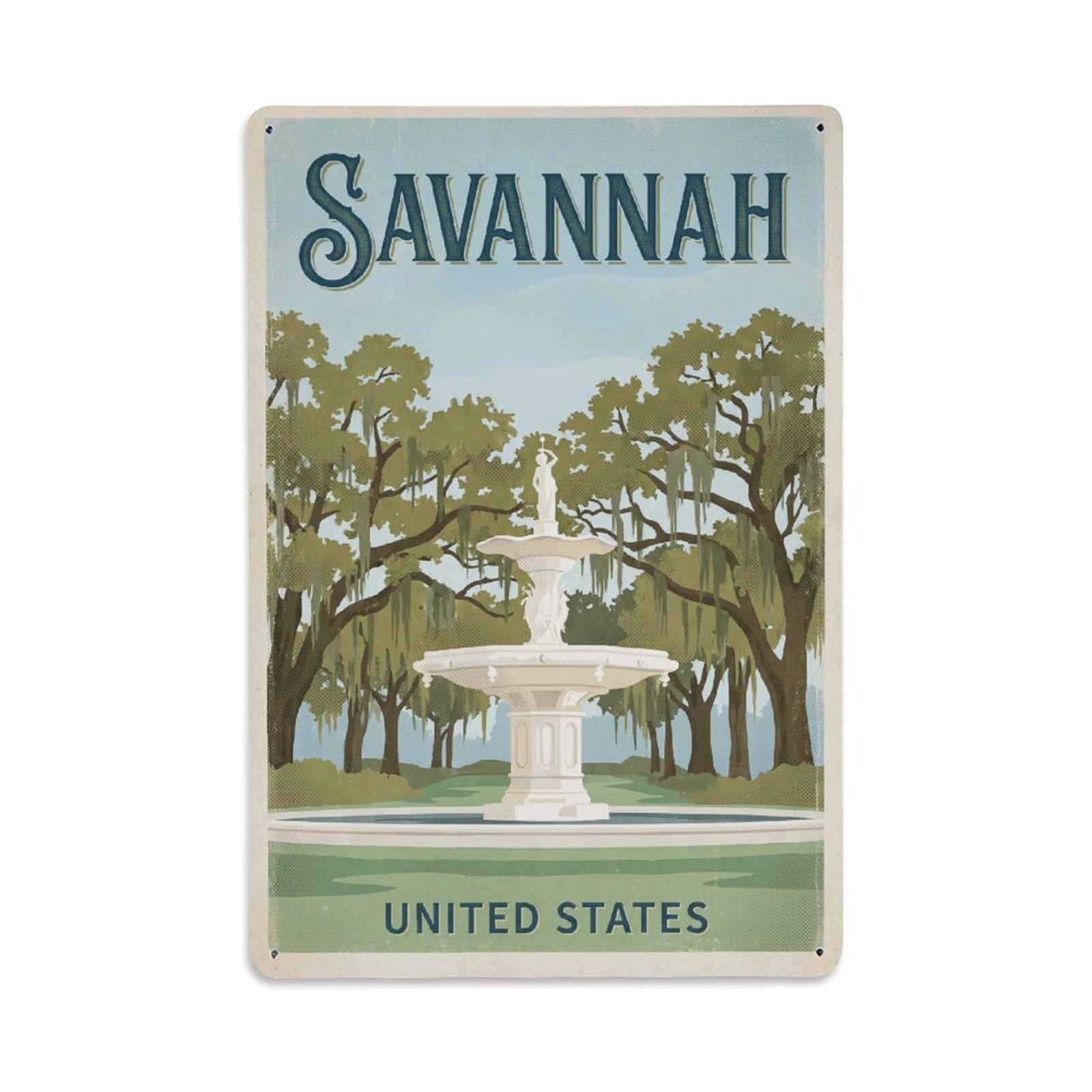 Xanthor Style Travel Usa Savannah Retro Metal Tin Sign