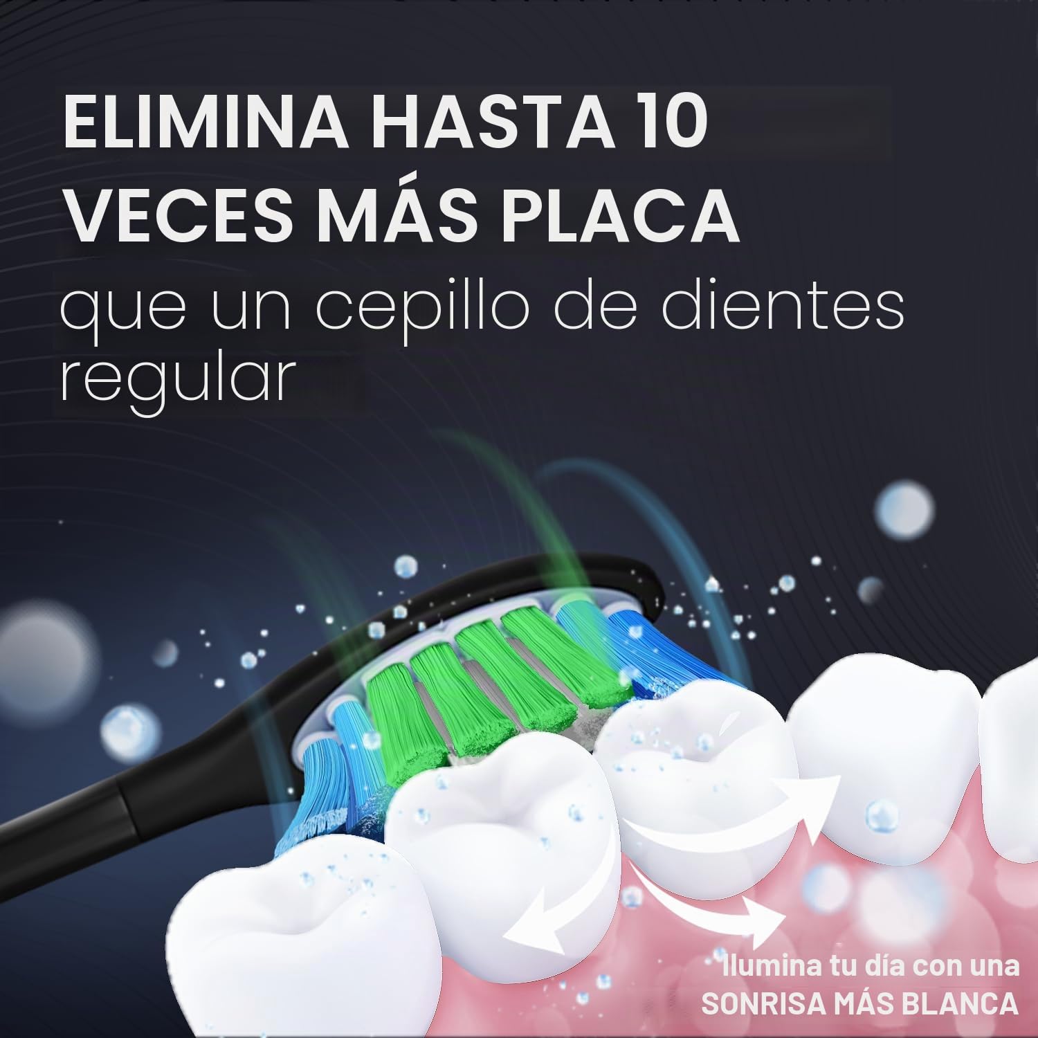 Wagner Stern VibroWave Plus - Cepillo de dientes eléctrico sónico con oscilación y vibración con 4 cabezales de cepillo. IPX7 resistente al agua.