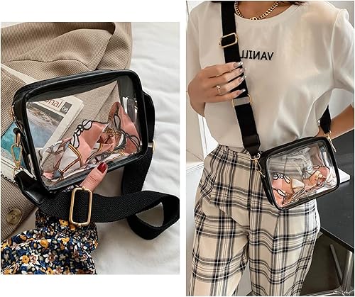 Miniatura 3 de KlaOYer Bolsos cruzados transparentes del PVC, bolso de hombro transparente aprobado por el estadio, bolso pequeño cuadrado del teléfono del bolso