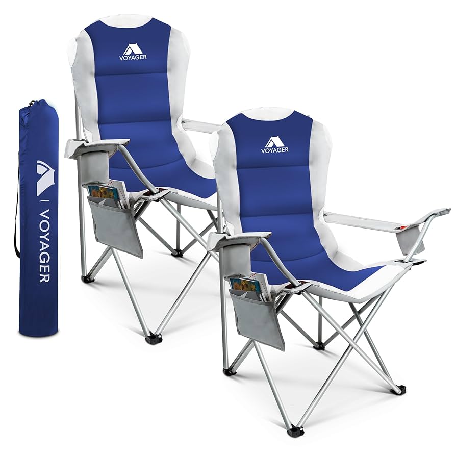Eurohike Peak Folding Chair With Drinks Holder & Arm Rests For Adults & Kids, Lightweight, Portable, Compact, Ideal For Camping, Festivals, Picnics, Beach & Outdoor Events (Blue