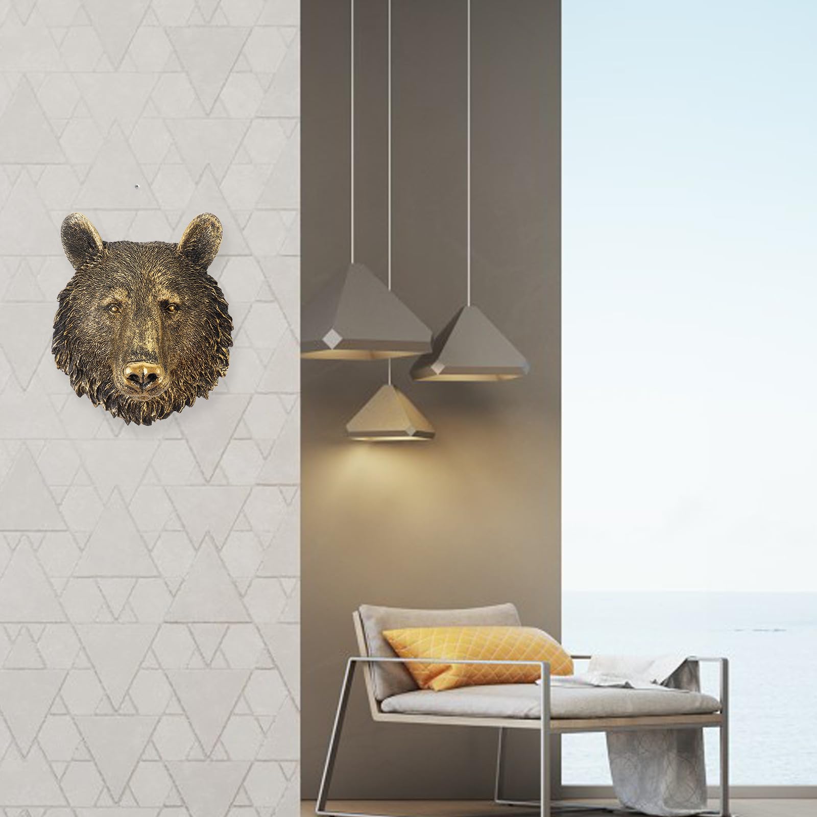 LOLIPPYY Scultura da Parete Testa di Orso in Resina Decorazione da Parete Artigianale per Casa e Ufficio Decorazione da Appendere Resistente All’Usura Dimensioni 20X23X95 CM