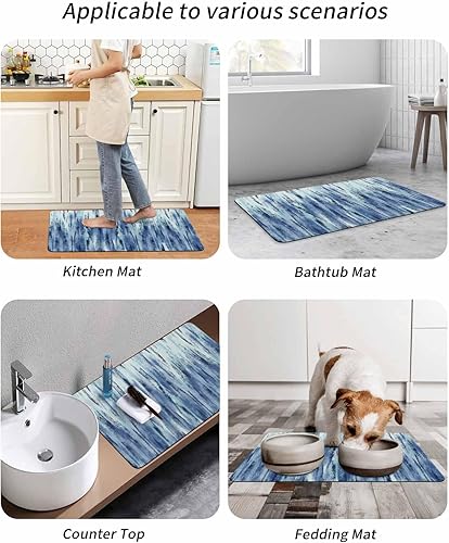 Miniatura 9 de Alfombra de baño contemporánea azul para bañera, antideslizante, de secado rápido y absorbente, tierra de diatomeas, fregadero, cocina, sala de