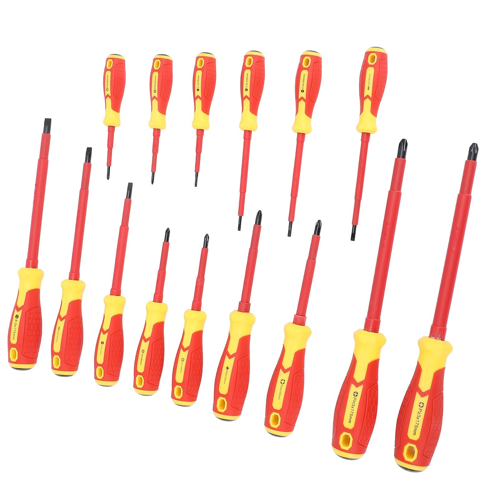 Juego de 15 destornilladores eléctricos aislados de 1000 V, kit de destornilladores eléctricos profesionales con cuchillas de cromo vanadio y agarre acolchado ergonómico para uso doméstico y vehículo