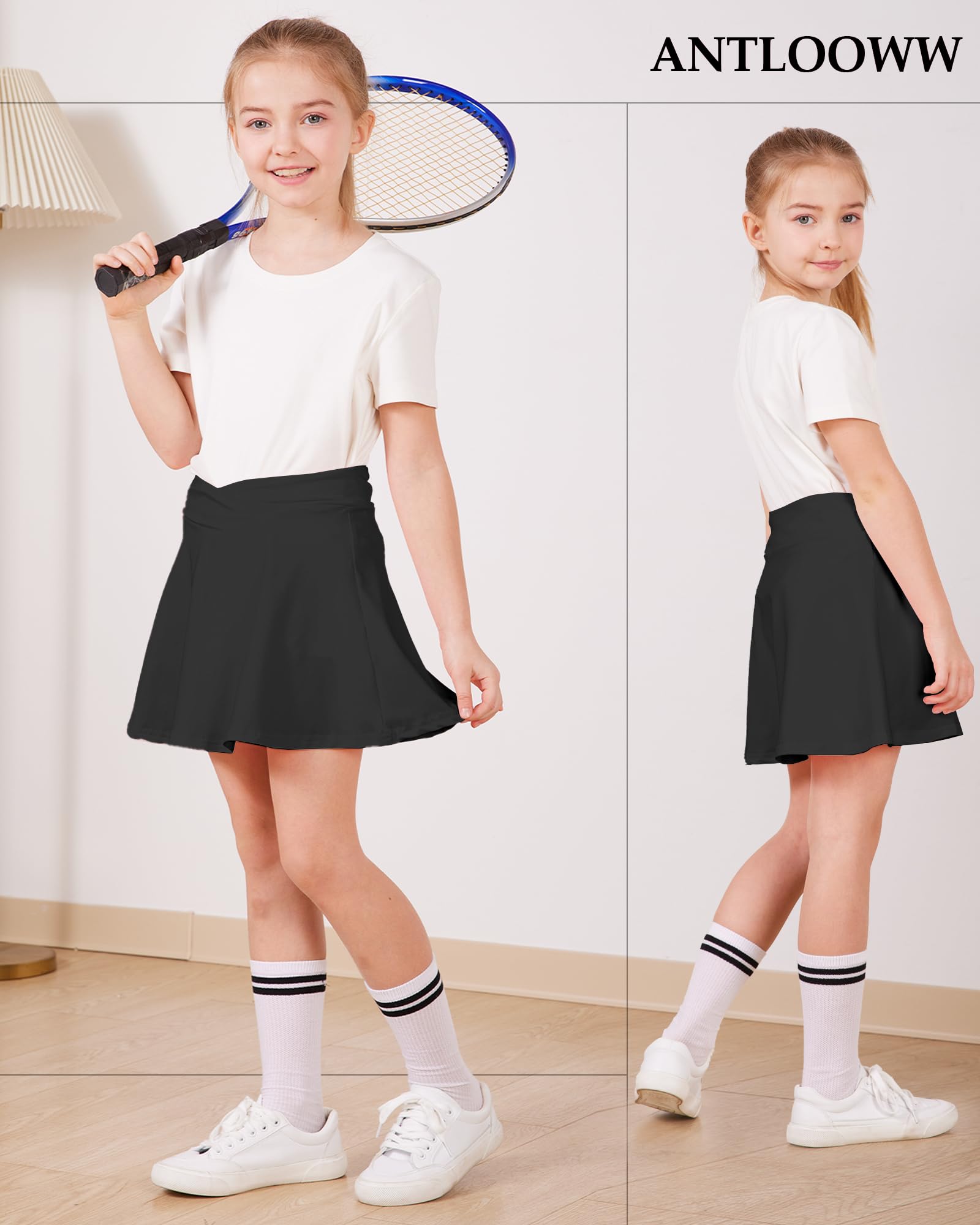 Mädchen-Tennisrock Sportrock mit kurzen, Sommerrock Faltenrock Tennis Skirt mit 2 Taschen, Golf-Mini-Röcke mit Elastischer Bund
