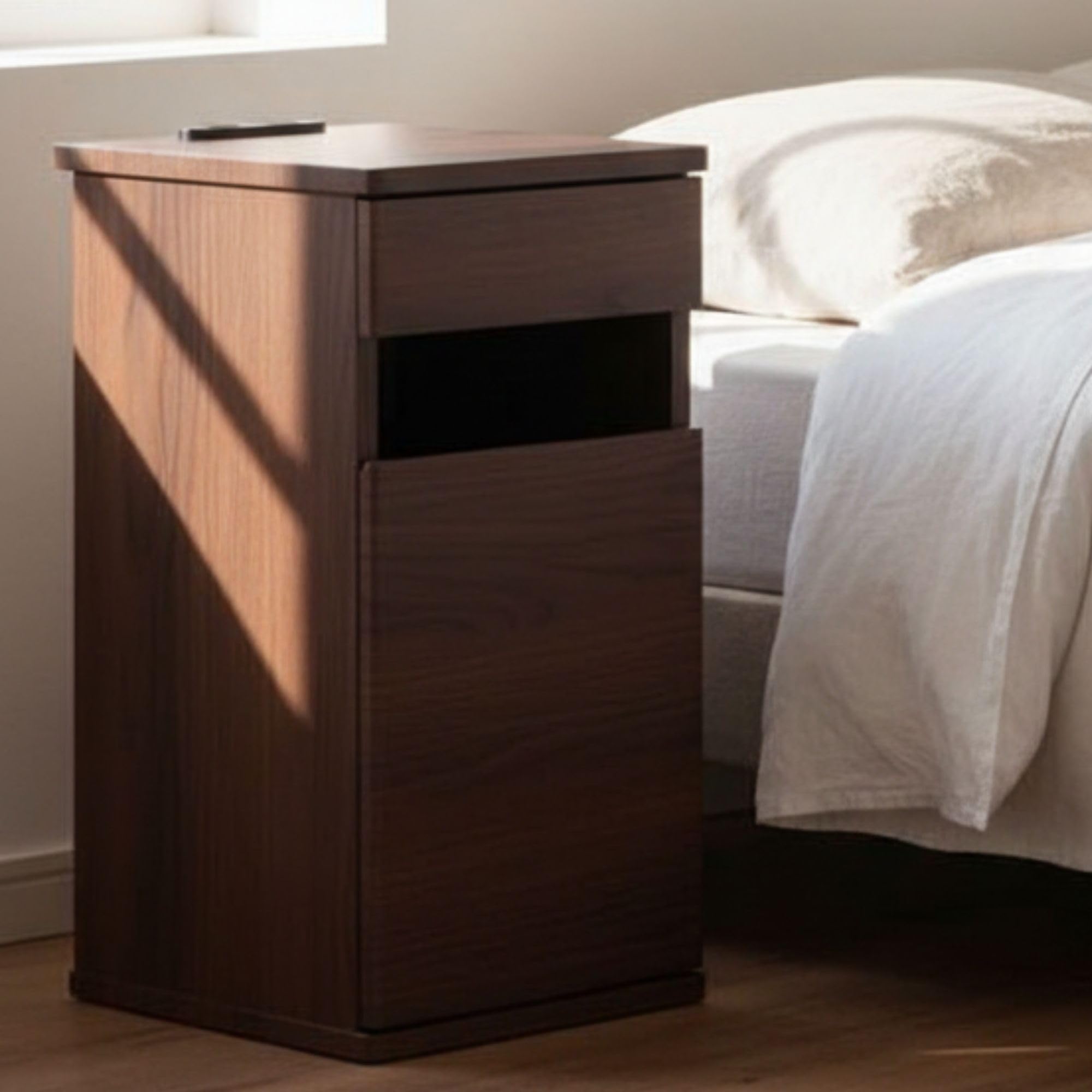 Amazon.co.jp: 完成品 ごみ箱付き ソフトクローズ扉 ナイトテーブル