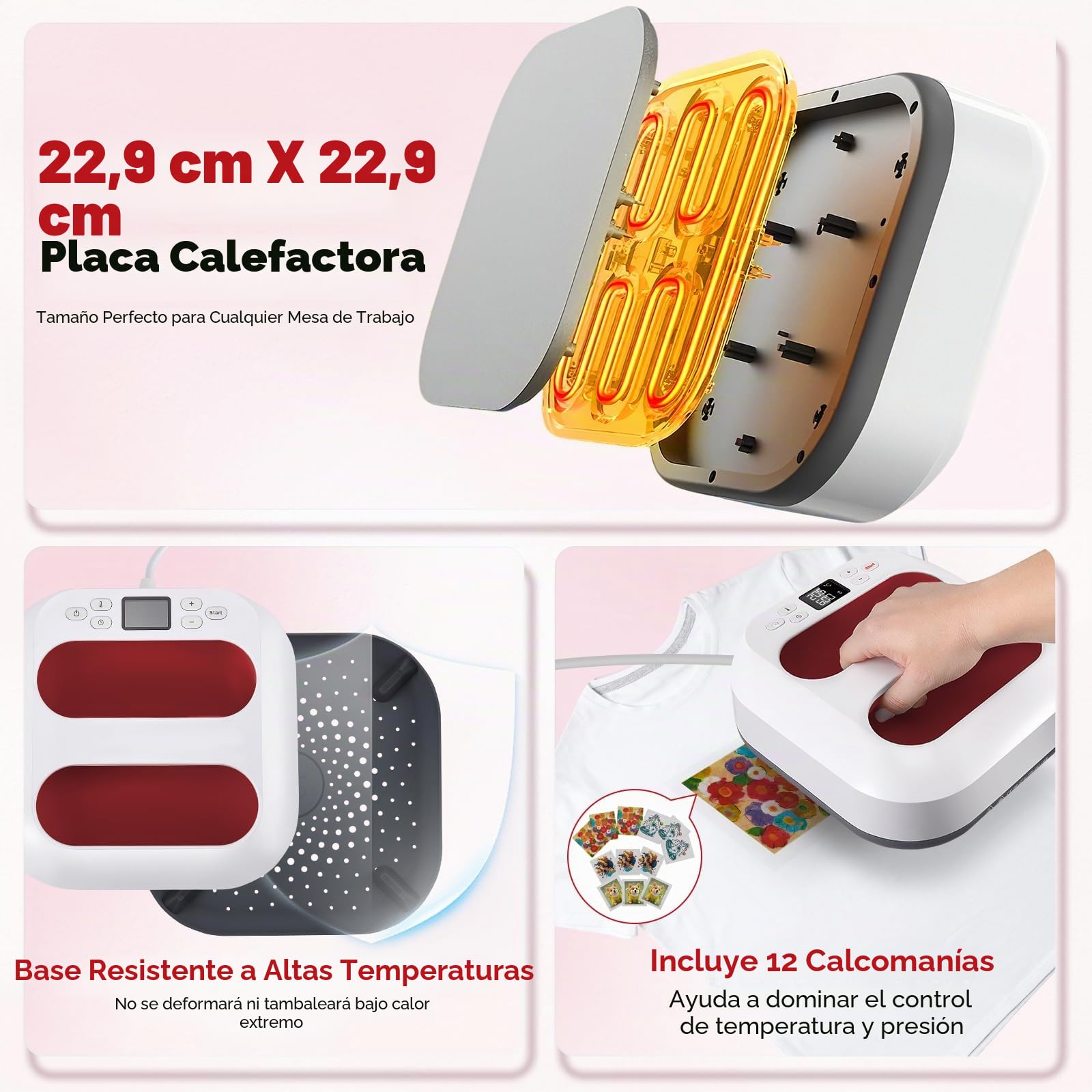 Plancha Termica Camisetas,Impresora Sublimación para Camisetas Plancha de Transferencia con Pantalla LED,Temporizador,Prensa Termica Plancha Sublimacion para Estampado Textil y Manualidades DIY