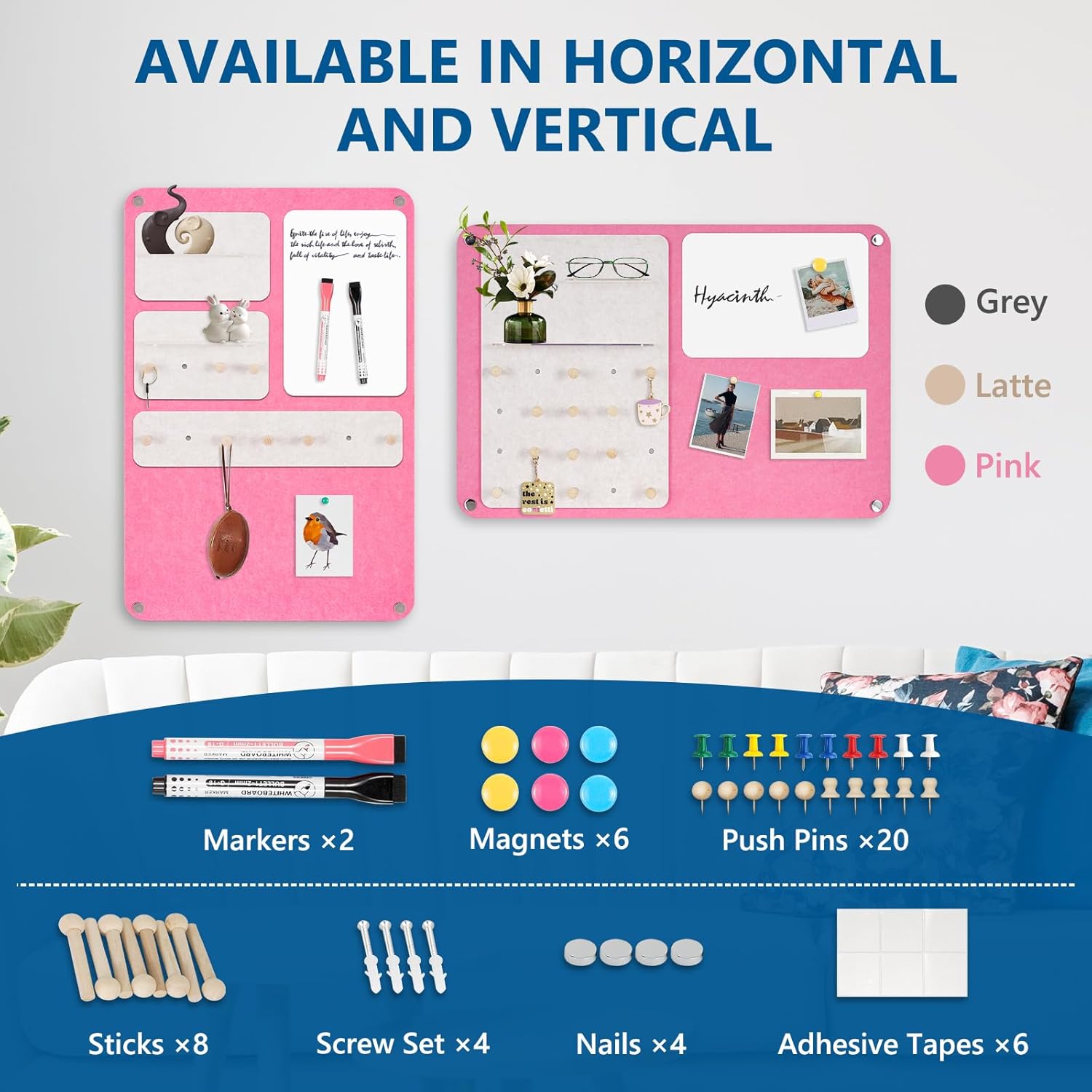 DOLLAR BOSS 3-in-1 Foldable Bulletin Board 16"x24" Vertical- Magnetic Whiteboard with Cork & Acrylic Shelves, Sound-Absorbing Felt for Home/Office/Dorm Includes Pins/Magnets (Pink)