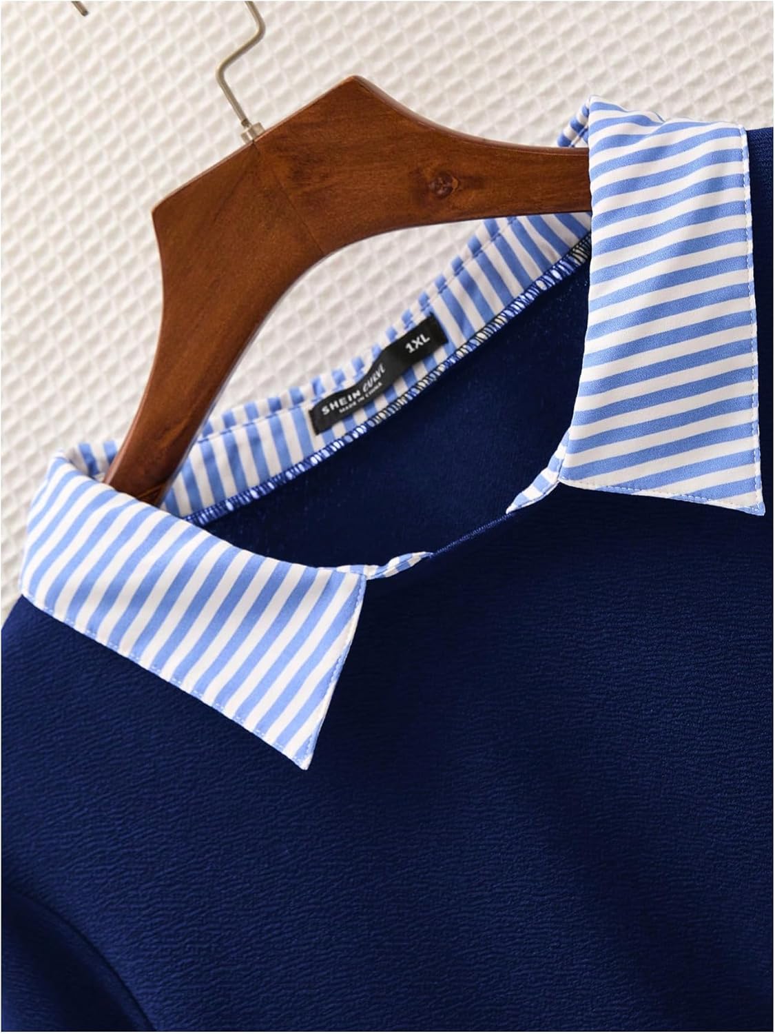 GORGLITTER Women's Plus Size Striped Shirts 2 in 1 Collared Work Business Shirt Fall Trendy Outfits - Image 3