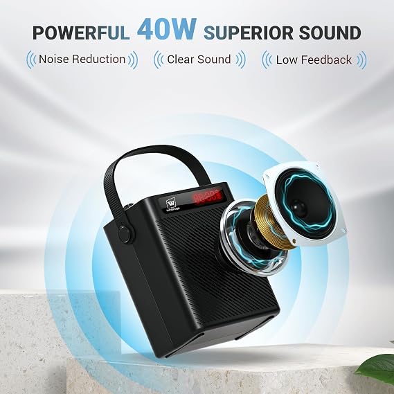 Voice Amplifier Wireless Microphone/Handheld Mic- 40W Portable Microphone and Speaker Wireless karaoke System, Bluetooth Speaker with Mics Personal Pa System, 4 Sound Effects for Teachers Speaking S95