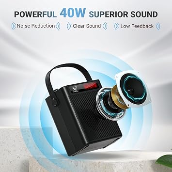 Voice Amplifier Wireless Microphone/Handheld Mic- 40W Portable Microphone and Speaker Wireless karaoke System, Bluetooth Speaker with Mics Personal Pa System, 4 Sound Effects for Teachers Speaking S95