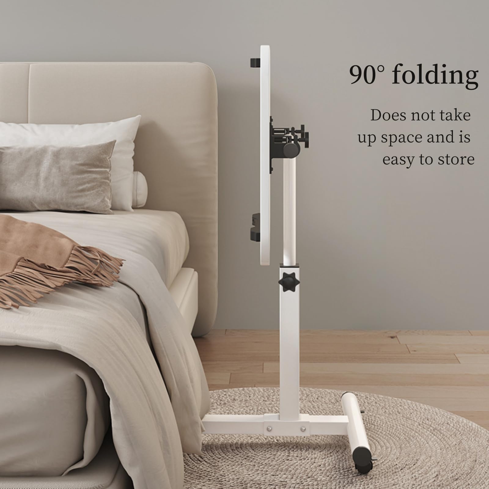 Mesa de altura ajustable con ruedas para cama, escritorio de cama móvil, mesa portátil con ruedas, mesa de computadora portátil sobre la cama, escritorio de pie