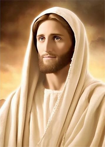 Miniatura 1 de Zariocy Kit de pintura de diamante de Jesús, pintura de bricolaje con arte de diamantes, arte religioso de Cristo redondo de taladro completo,