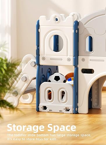 Miniatura 5 de Glaf Juego de tobogán 8 en 1 para niños pequeños, tobogán escalador de tobogán para niños pequeños, para exteriores e interiores, con túnel de aro